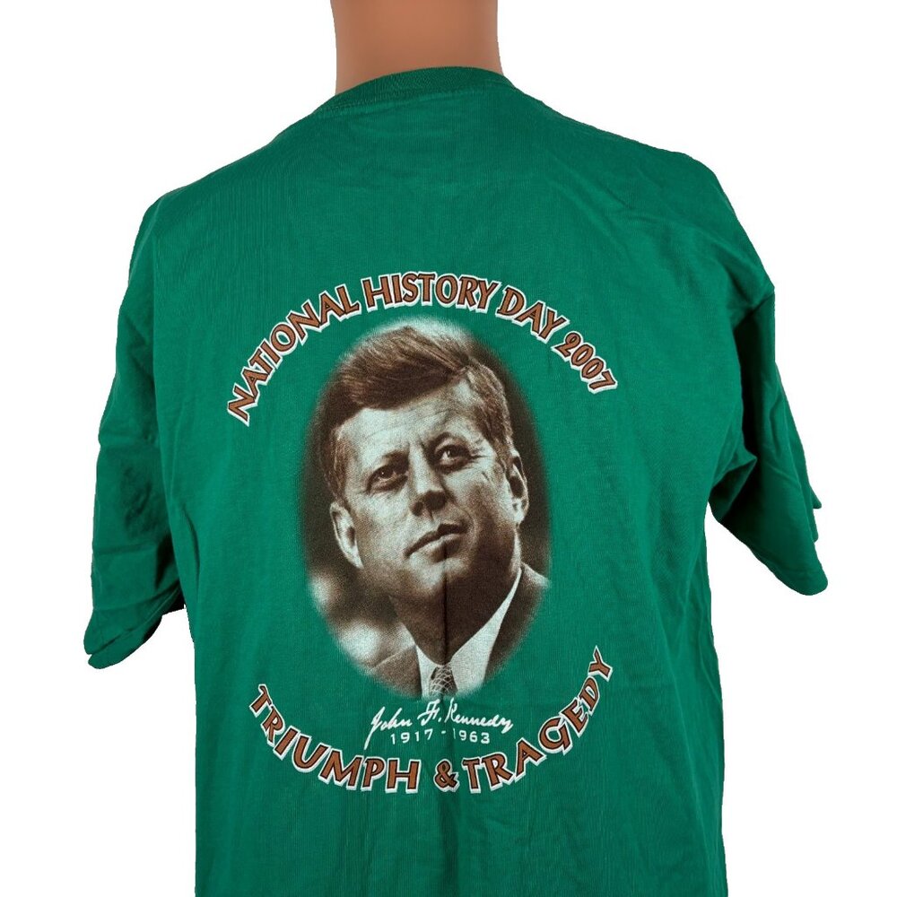 Vintage John F Kennedy Jr T Shirt Mens Size L Massachusetts History Day 2007